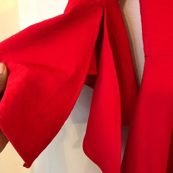 J.O.A. Red Bell Sleeve Off the Shoulder Dress Women's Size XS - Picture 9 of 14